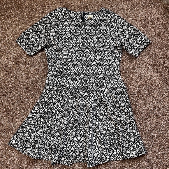 H&M Conscious Collection Black and White Fit and Flare Mini Dress Crew Neck - Picture 2 of 12